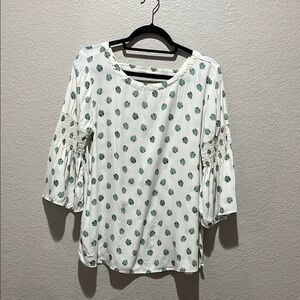 Loft Size M Women Pullover Blouse Top Tropical Flare 3/4 Sleeve Boho‎ Vacation